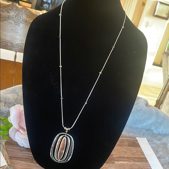 Chico's Black and Gold Statement Necklace with Bold Pendant - Picture 7 of 7